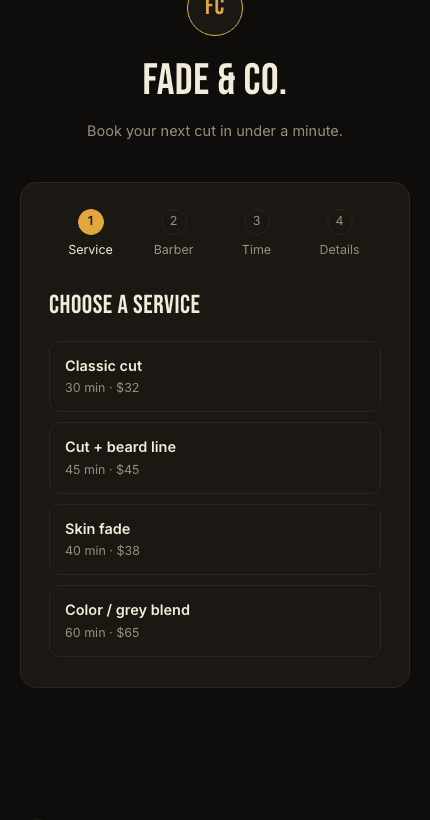 Booking a cut at Fade & Co.